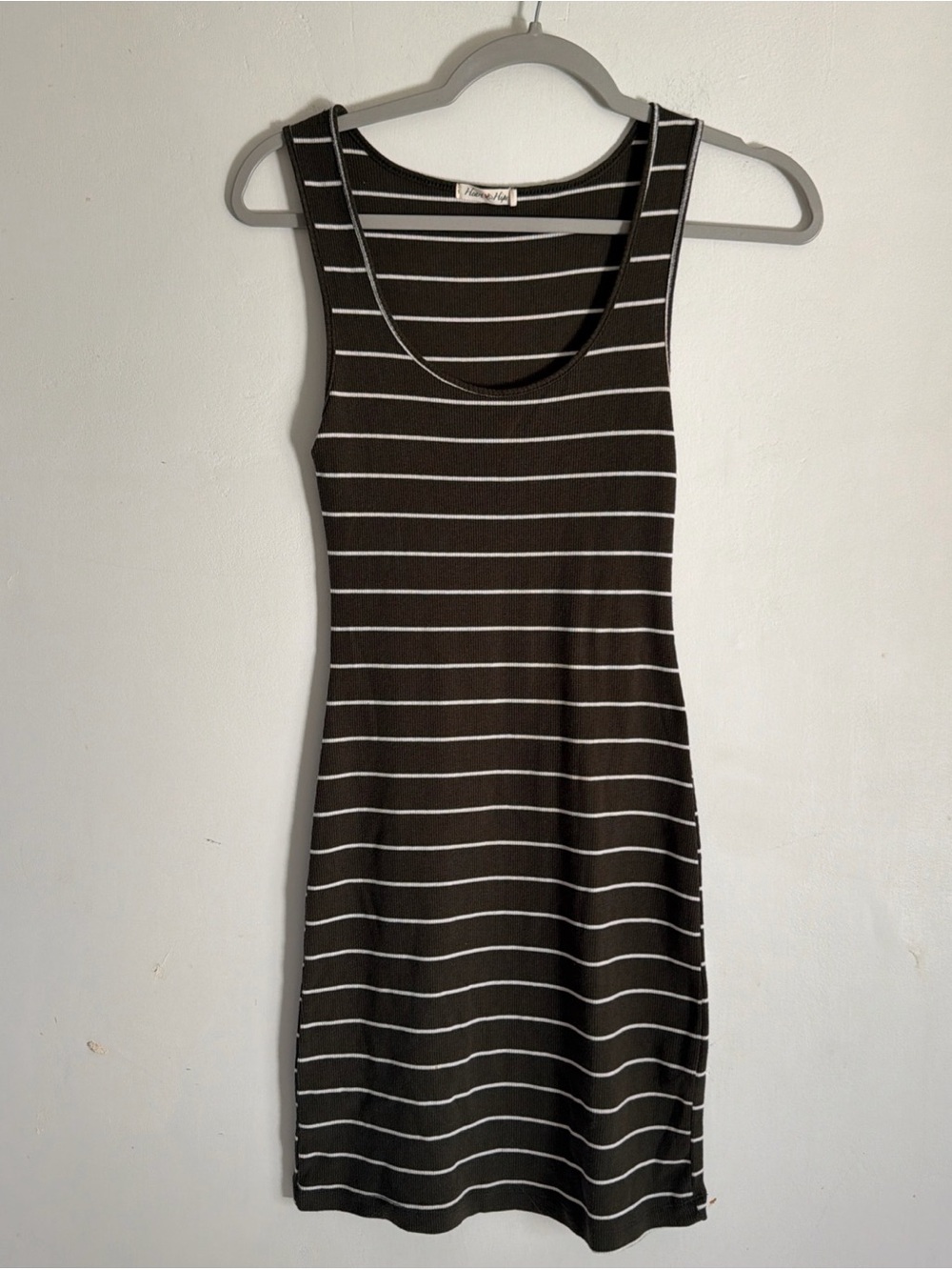 Heart Hips Brown & White Striped Ribbed Tank
